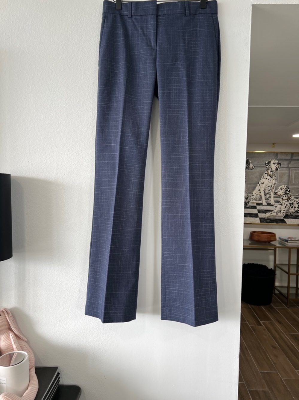 Navy Windowpane Dress Pants